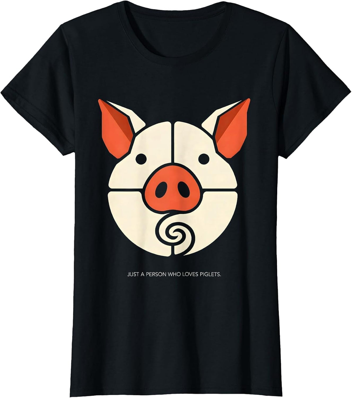 Just A Person Who Loves Piglets Geometric Farm Animal Lover T-Shirt - Black