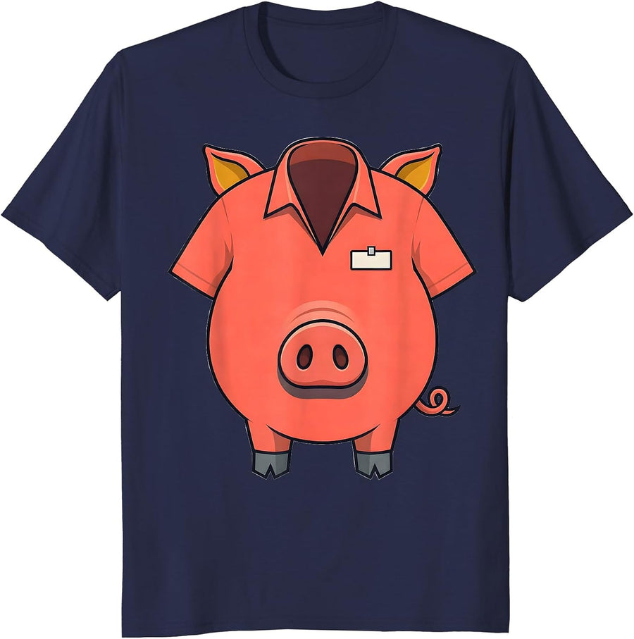 Pig Costume Funny Halloween Family Matching Outfit T-Shirt - Navy Blue