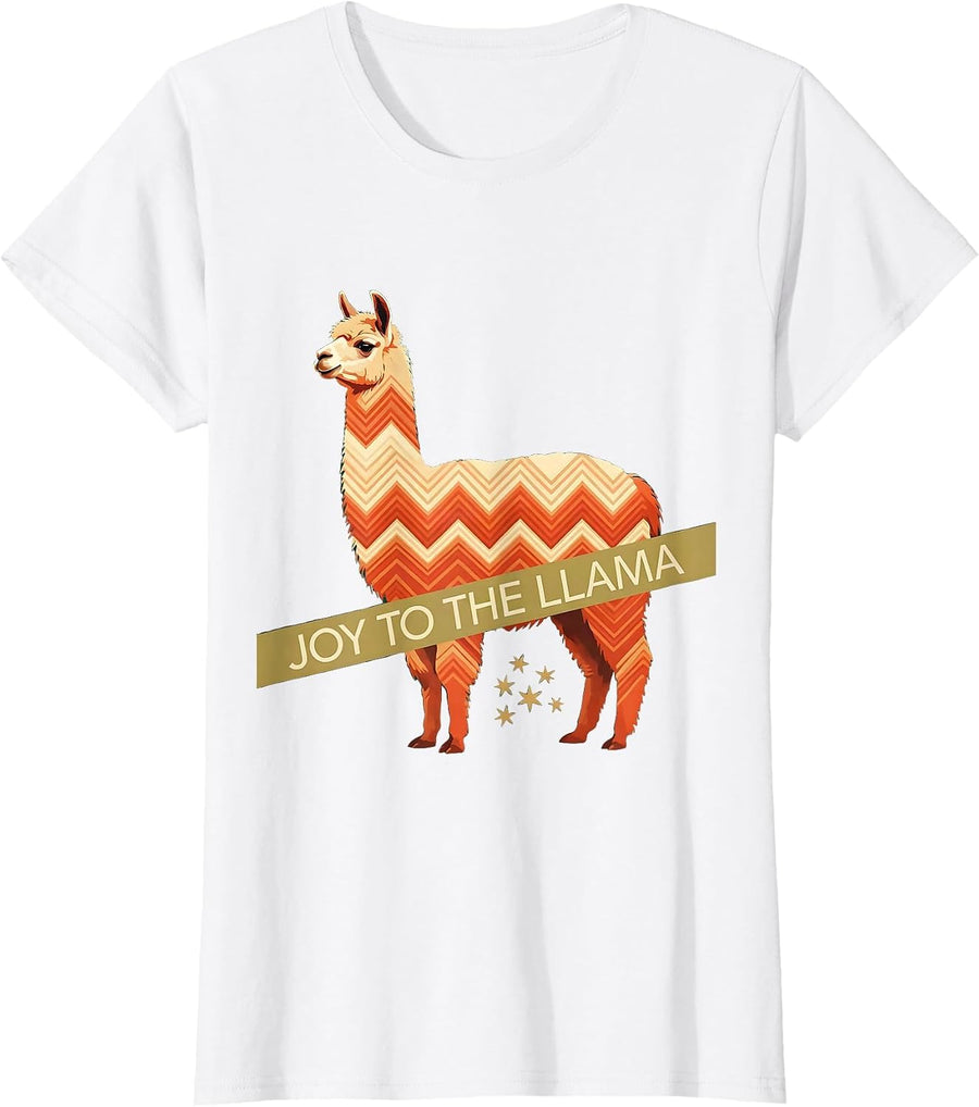 Women's Joy To The Llama Funny Llama Christmas Animal Lover Gift T-Shirt - White