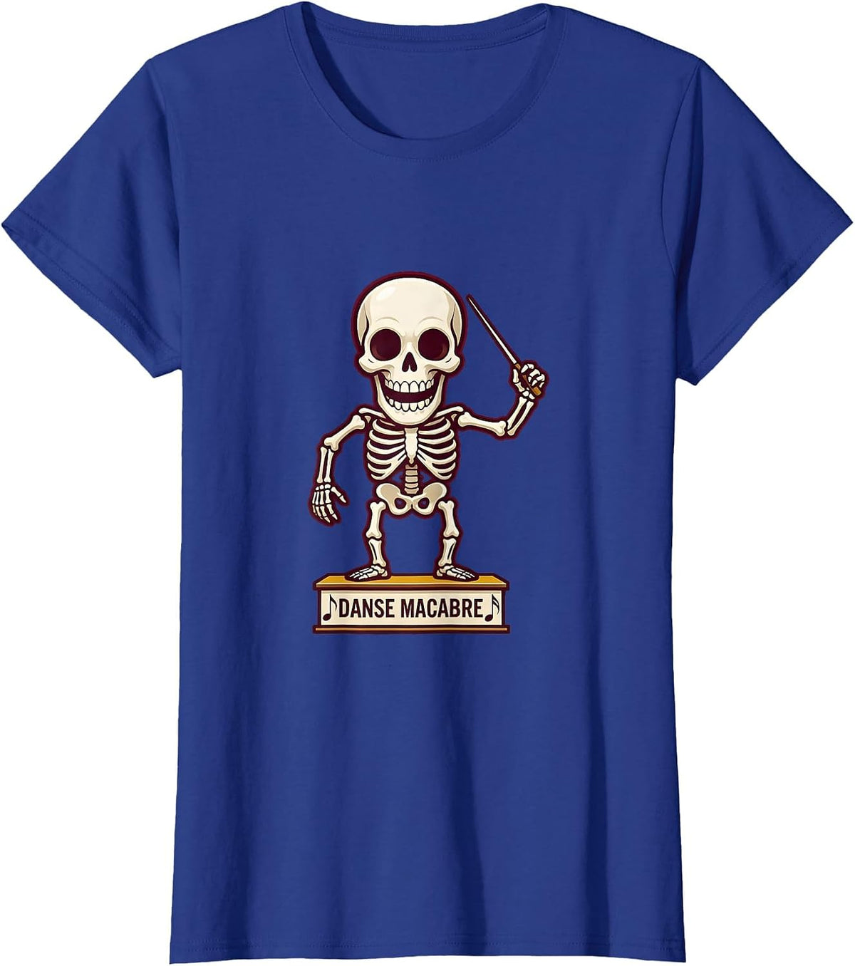 Women's Danse Macabre Skeleton Conductor Music Teacher Halloween T-Shirt - Royal Blue