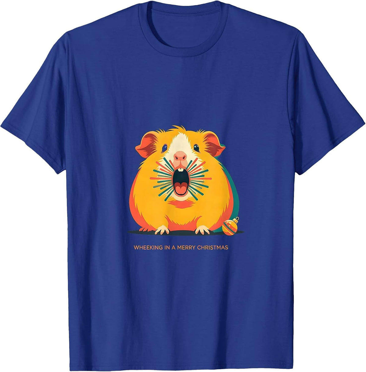 Wheeking In A Merry Christmas Funny Guinea Pig Pet Lover T-Shirt - Royal Blue