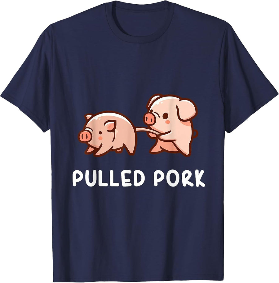 Pulled Pork Funny Pig Quotes Cool Pig Lovers T-Shirt - Navy Blue