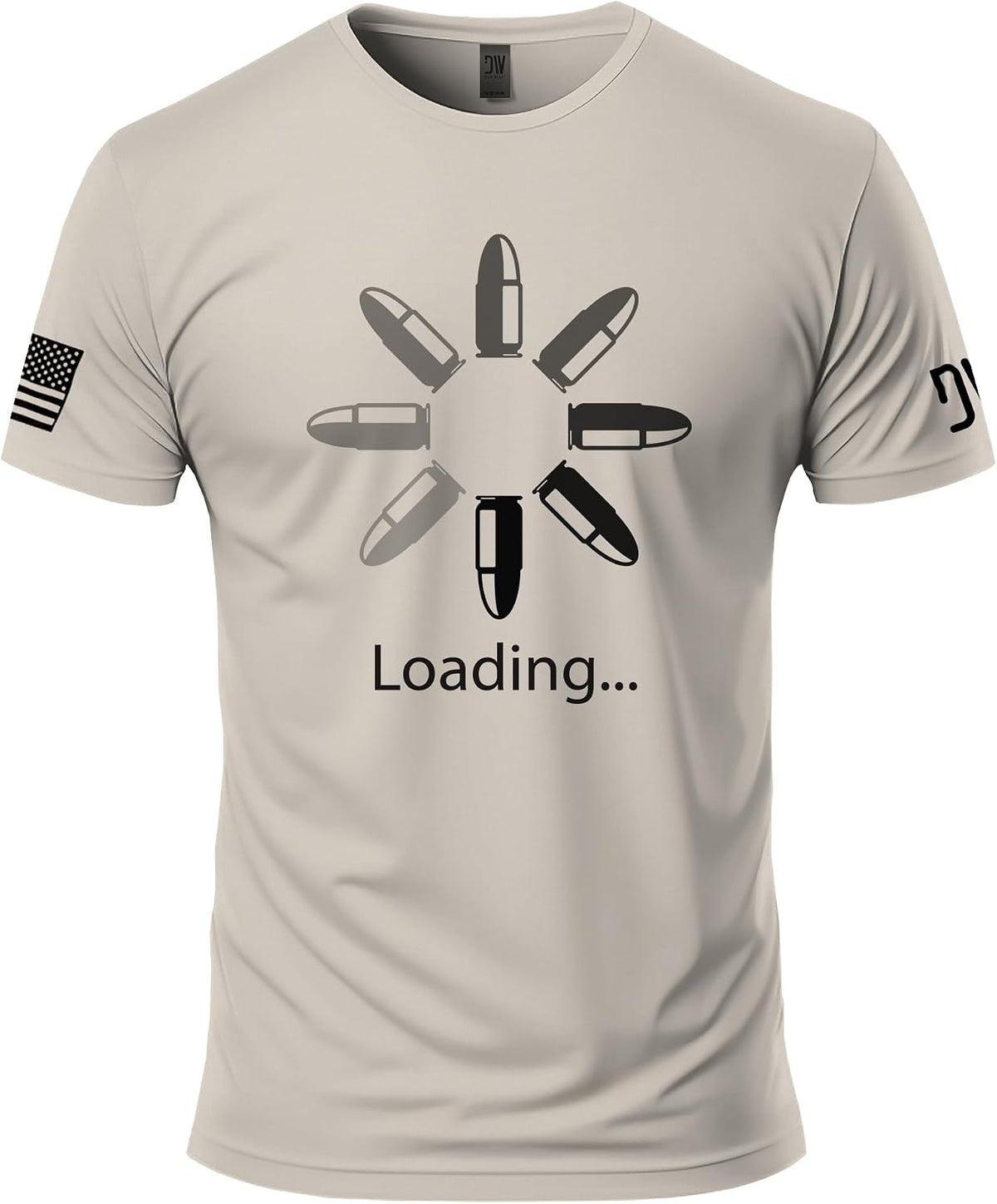 Dion Wear Loading Graphic T-Shirt - Cotton Short Sleeve Tee for Men - Sand