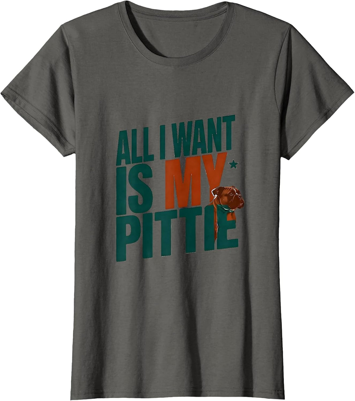 Women's All I Want Is My Pittie Funny Pitbull Lover Merry Pitmas T-Shirt - Asphalt Grey