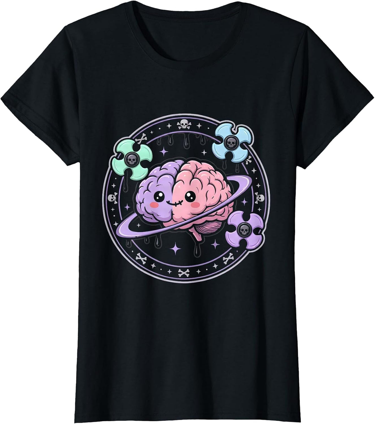 Rizz Em With The Tism Fidget Spinner Brain T-Shirt - Black