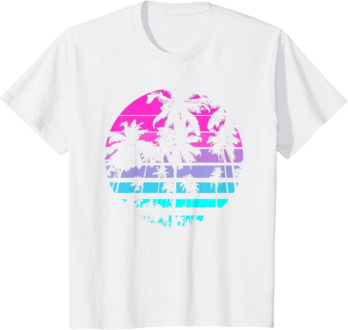 Retro Eighties 80s & 90s Beach Style Design with Palm Trees T-Shirt - White
