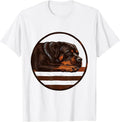 Men's Sleeping Rottweiler Linocut Dog Owner Loungewear T-Shirt - White