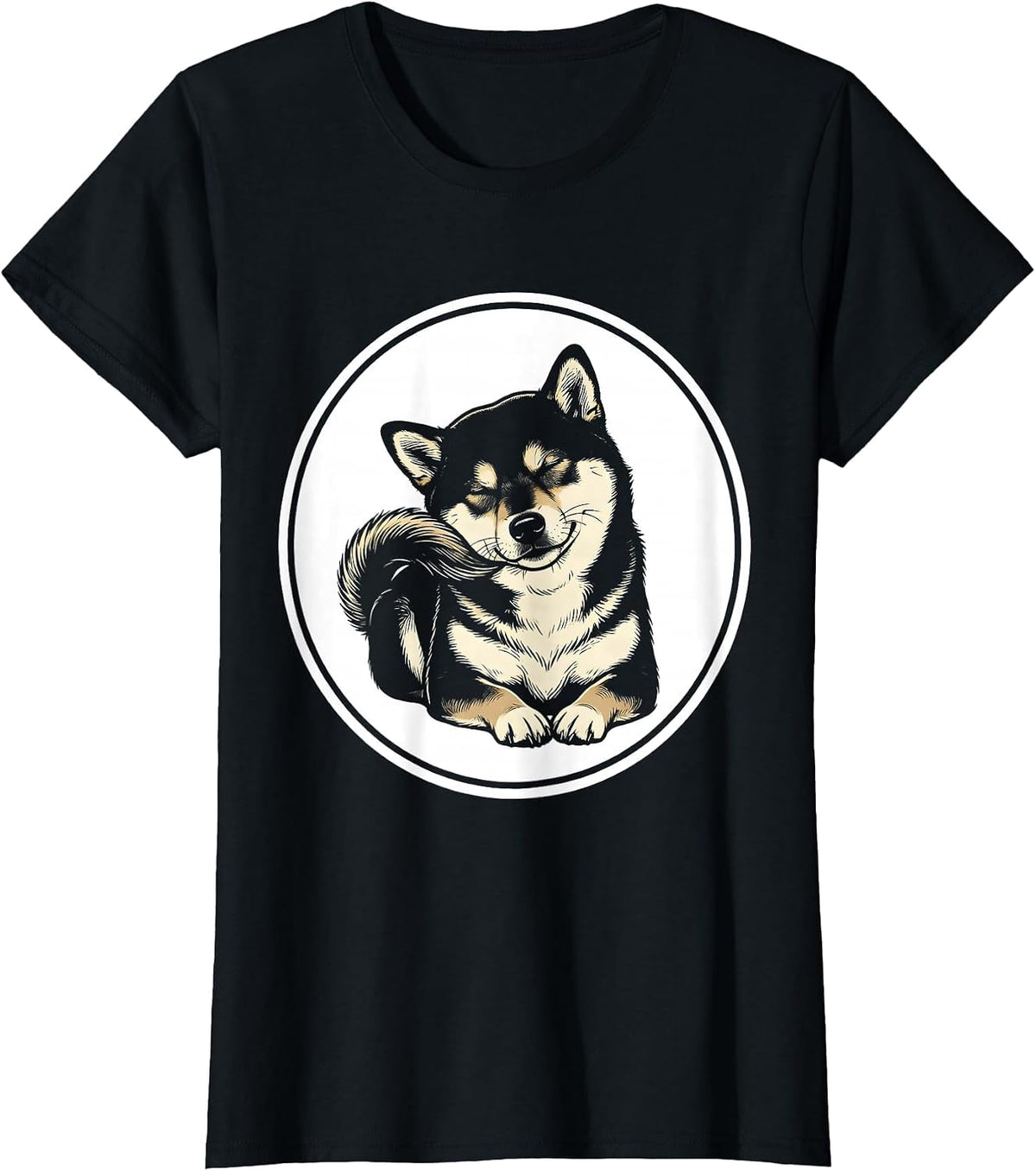 Shiba Inu Loaf Line Art Funny Dog Lover Gift T-Shirt - Black
