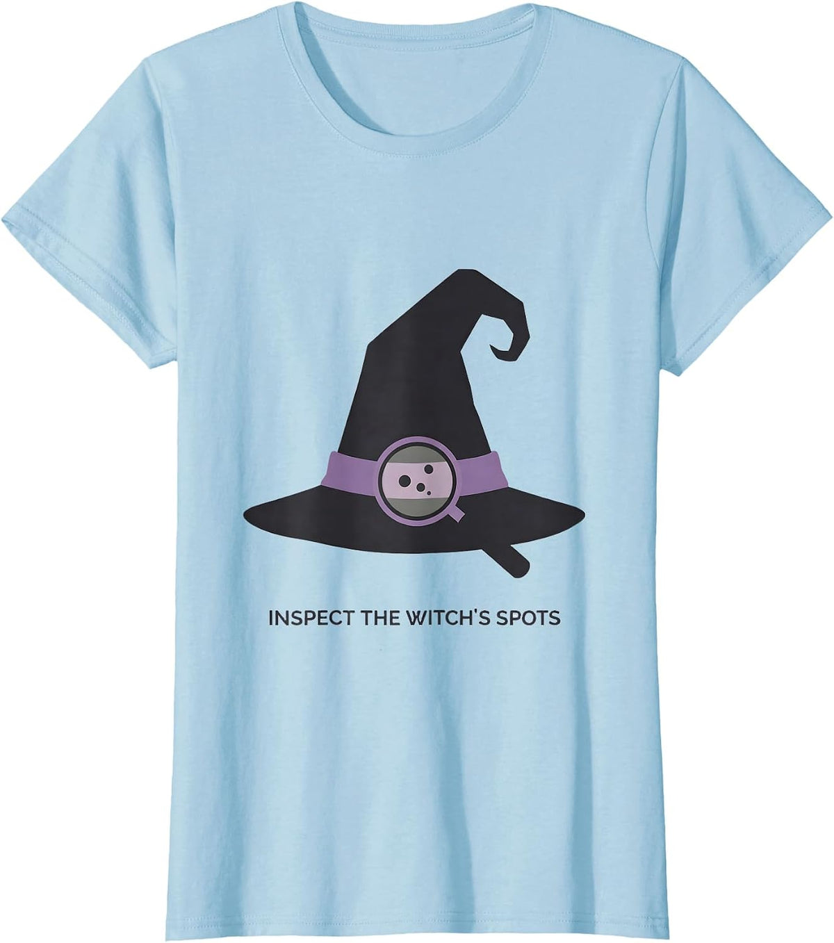 Women's Inspect The Witch's Spots Minimalist Halloween Dermatology T-Shirt - Baby Blue