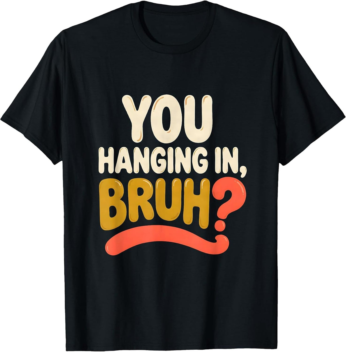 Men's You Hanging In, Bruh? Retro 70s Mental Health Counselor T-Shirt - Black