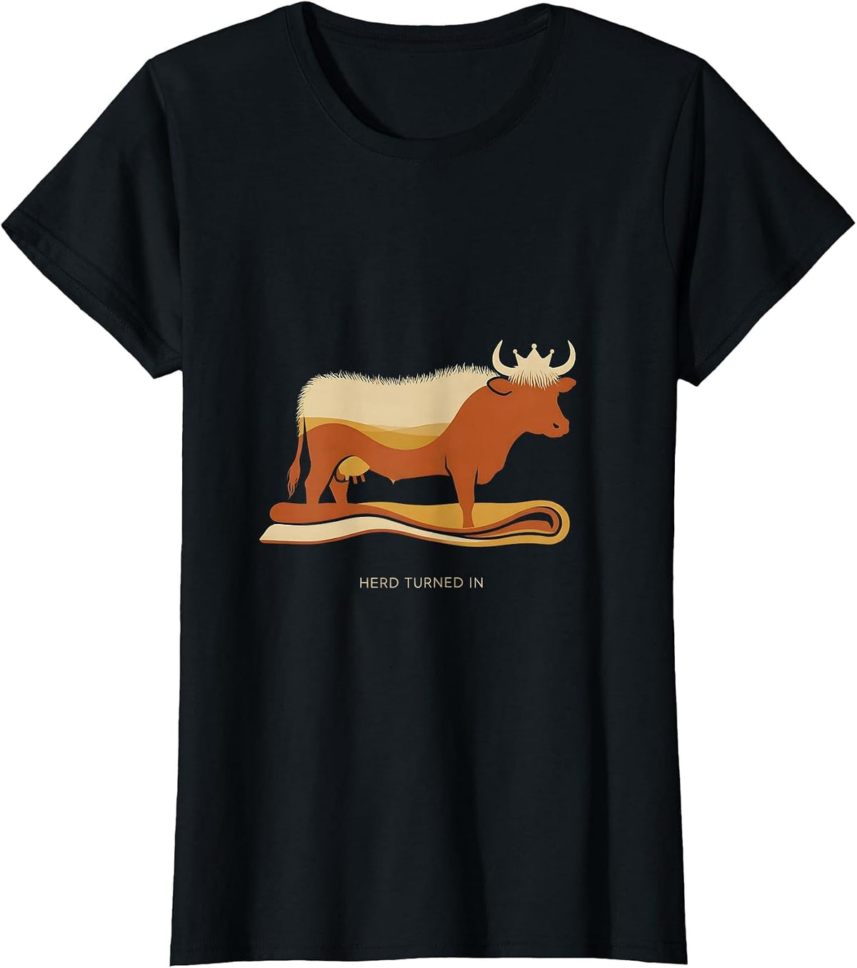 Herd Turned In Funny Highland Cow Cozy Pajama Sleepwear T-Shirt - Black