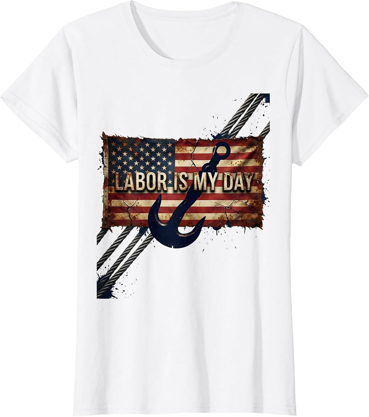 Labor Is My Day Distressed Blue Collar Pride Labor Day T-Shirt - White