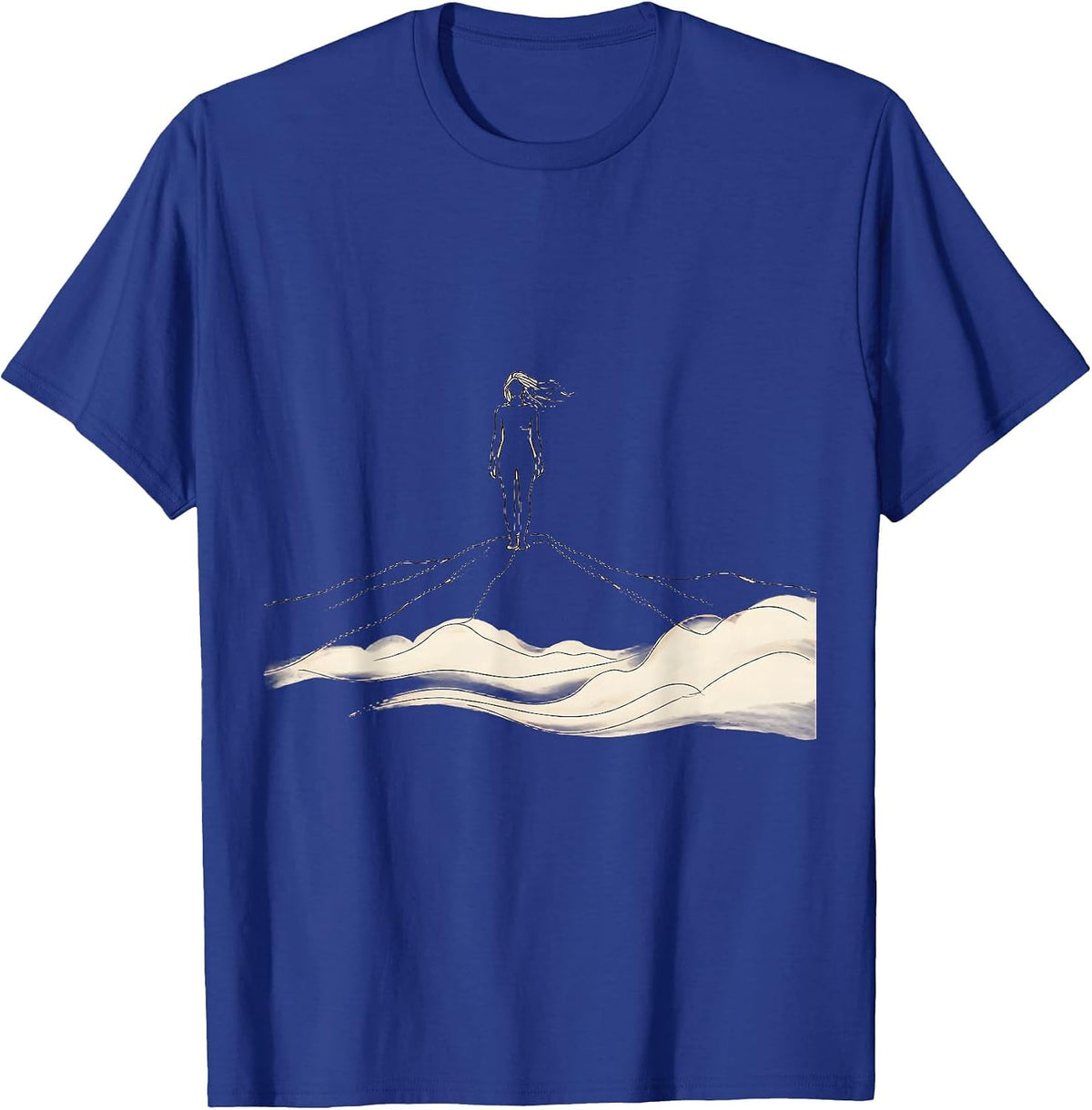 Men's Lone Hiker Above the Clouds Mountain Ridge T-Shirt - Royal Blue
