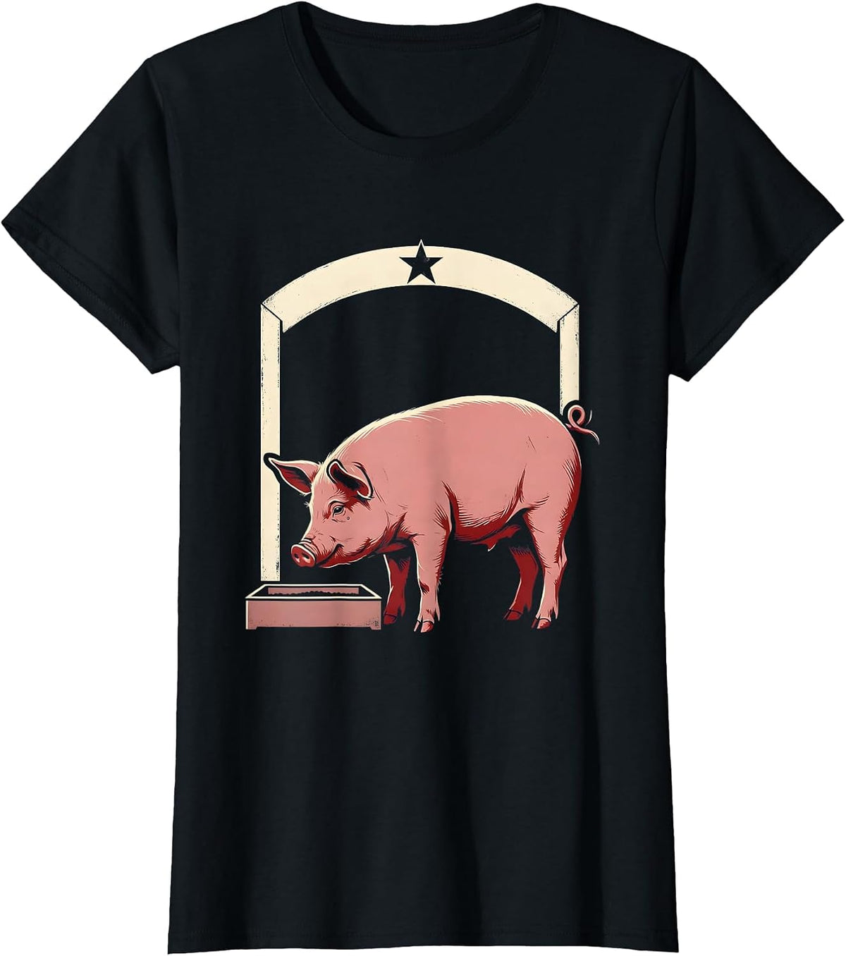 Women's Pig Lover Showcard Farm Humor Casual T-Shirt - Black