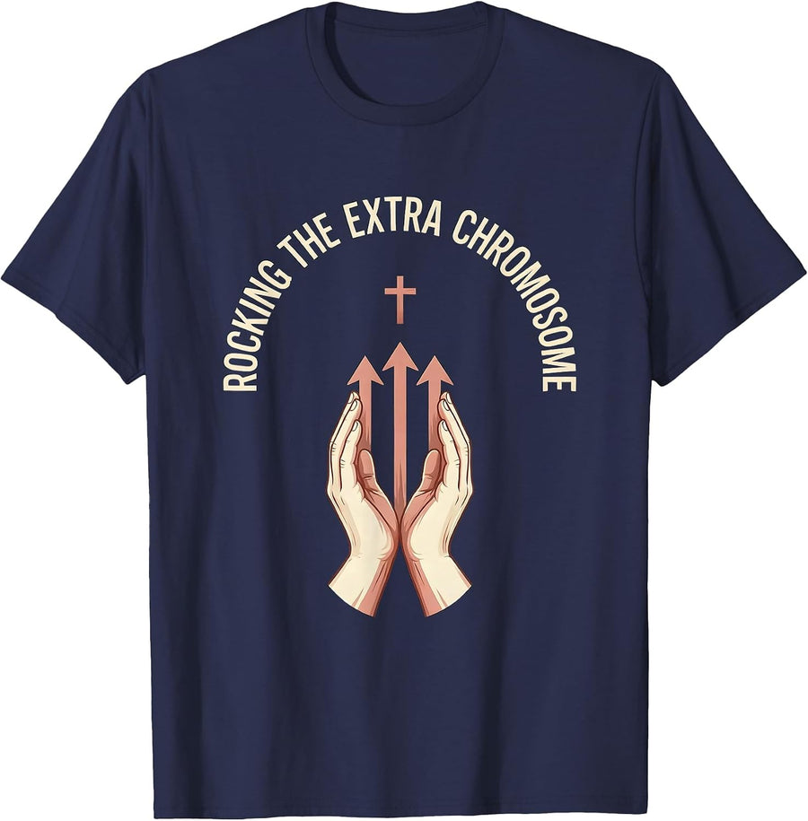 Rocking the Extra Chromosome Down Syndrome Awareness T-Shirt - Navy Blue