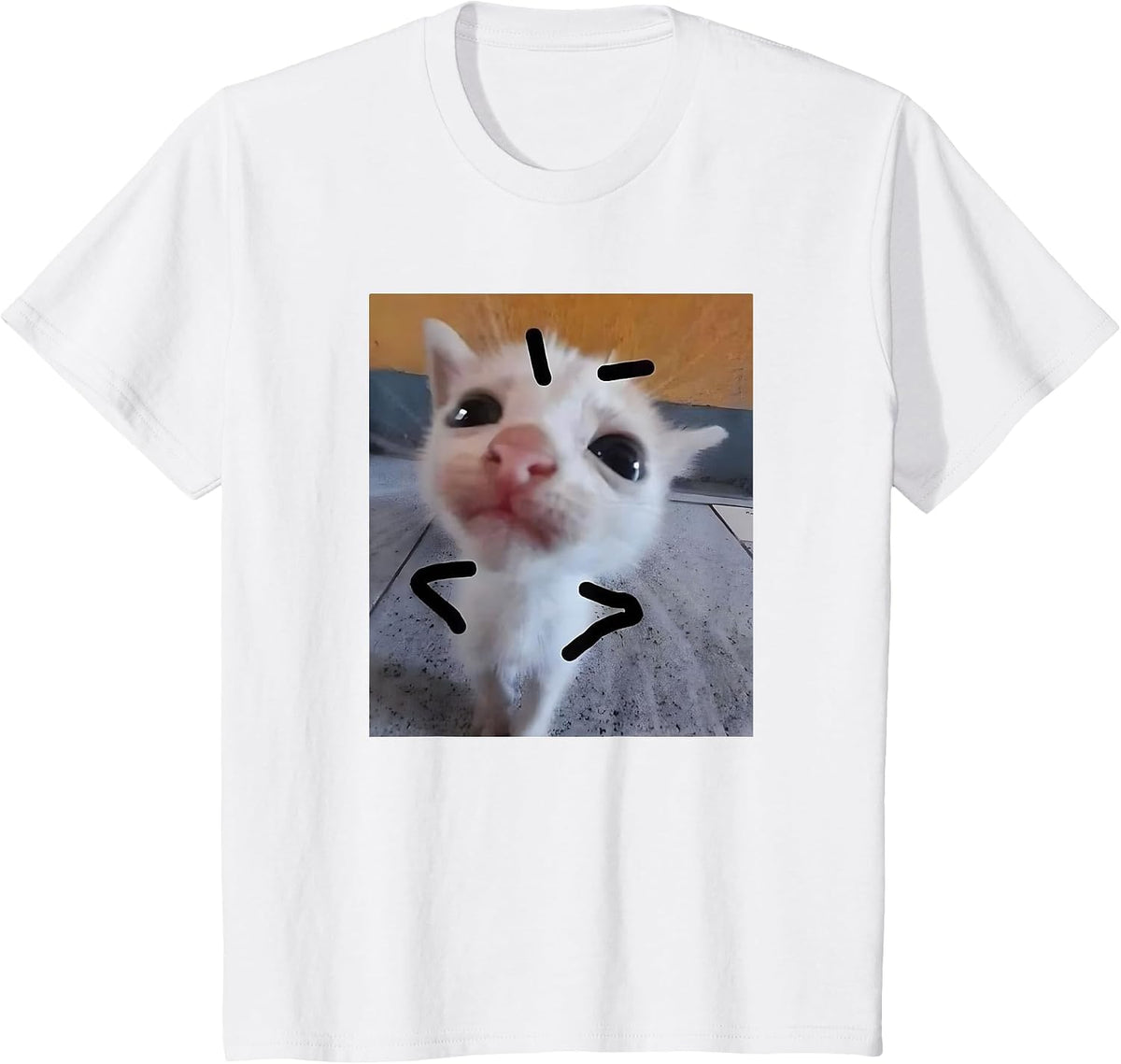 Judgy Kitty Funny Cat Lover Angry Kitten Meme Cute Graphic T-Shirt - White