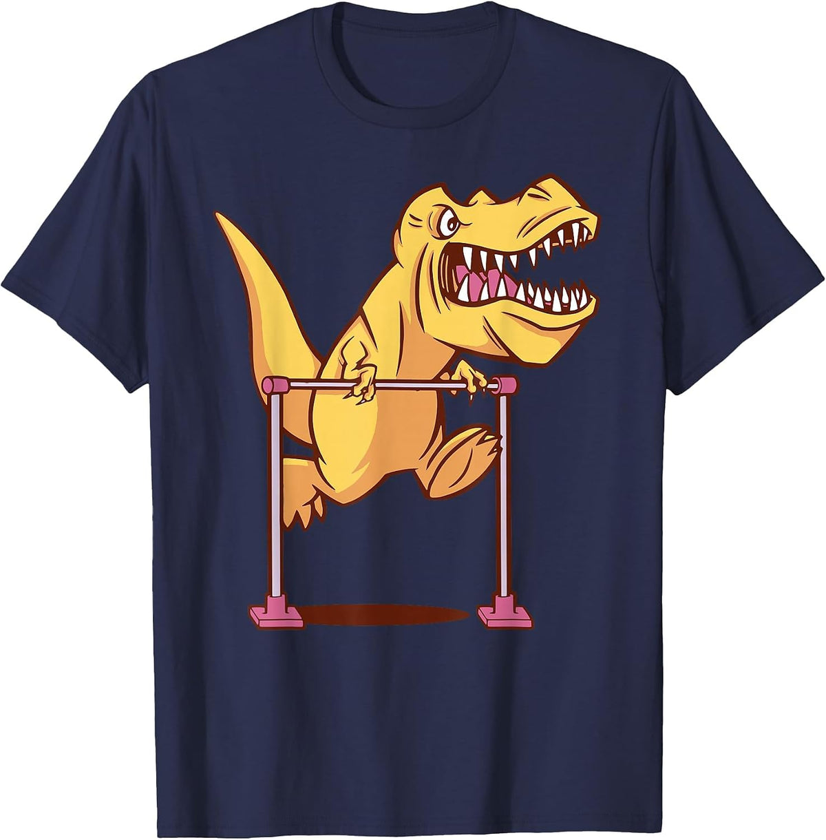 Dinosaur Gymnastics Bar Sports for Men Women Children T-Shirt - Navy Blue
