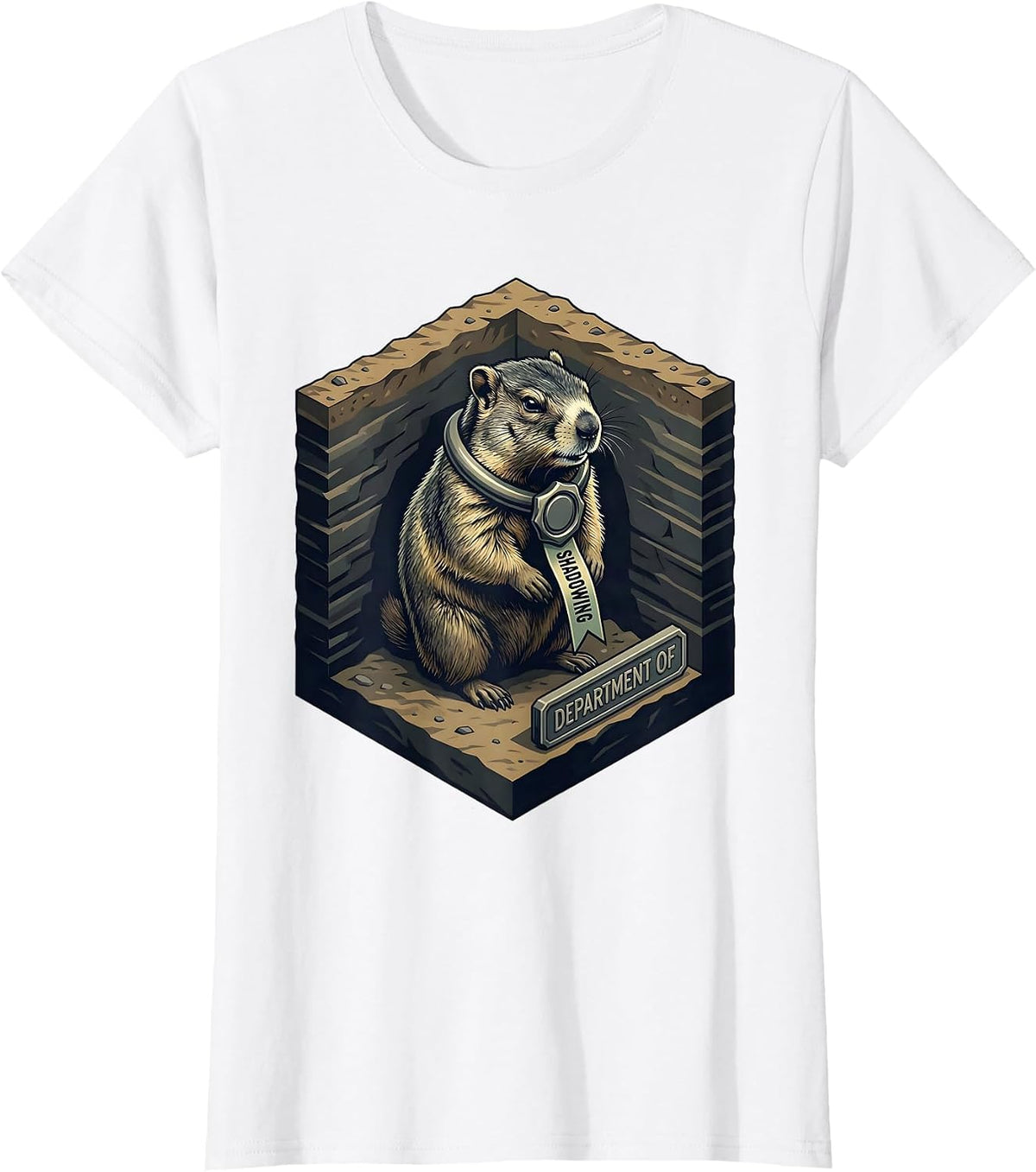 Department Of Shadowing Whimsical Groundhog Humor Gift T-Shirt - White