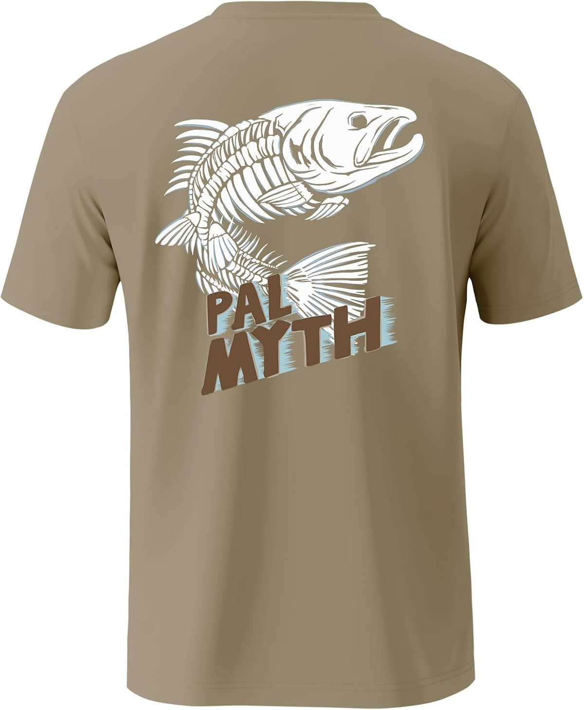 Palmyth Men's Fishing Shirt Short Sleeve T-Shirt Sun Protection UV UPF 50+ - Khaki \/ Trout Bone