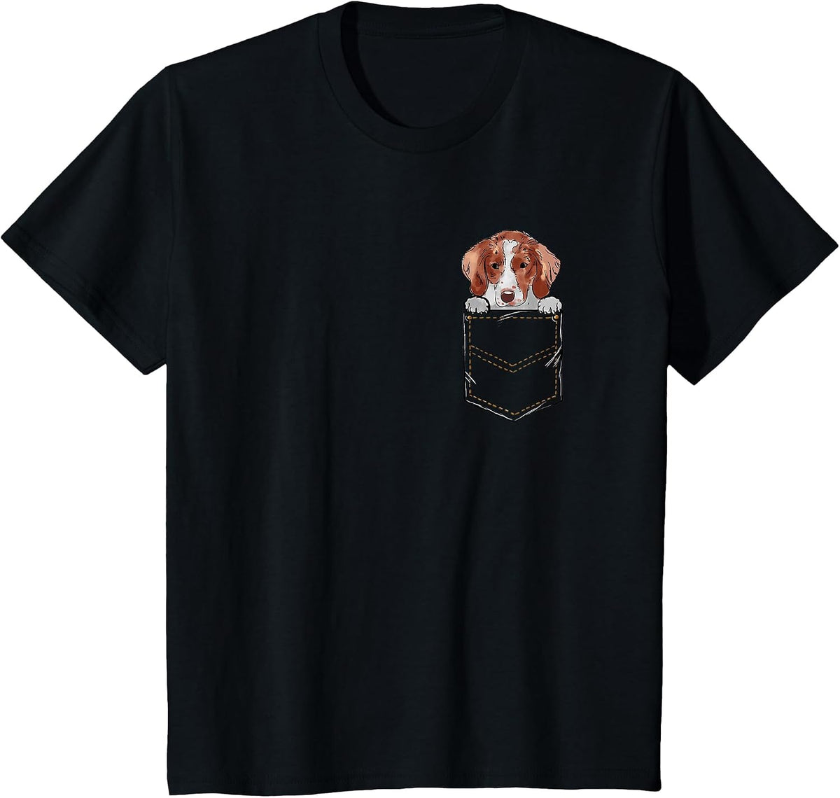 Brittany Spaniel Brittany Dog Puppy Pet Pocket T-Shirt - Black