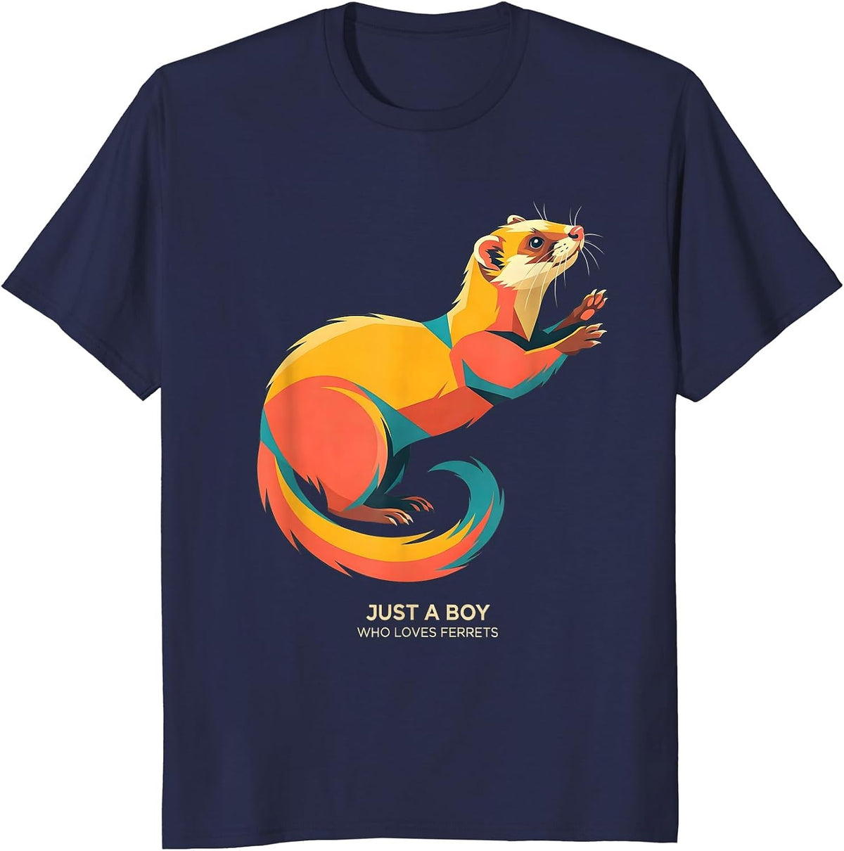 Just A Boy Who Loves Ferrets Funny Ferret Lover Gift T-Shirt - Navy Blue