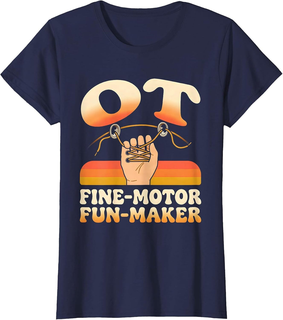 Women's OT Fine-Motor Fun-Maker Retro Occupational Therapy T-Shirt - Navy Blue
