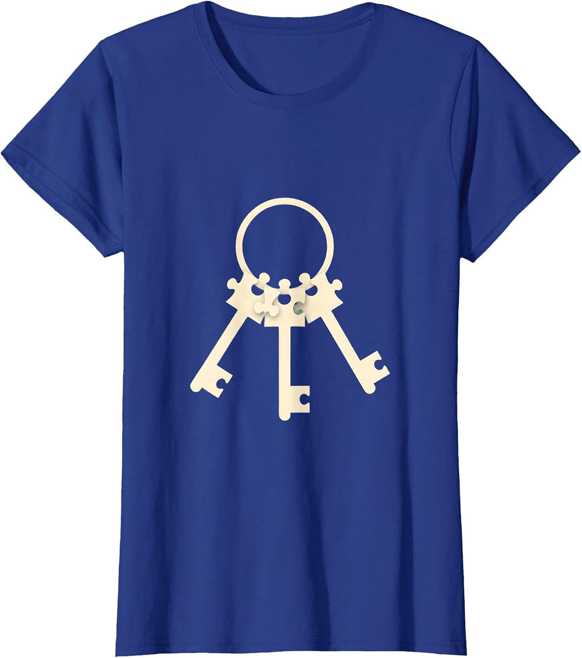 Women's Sped Teacher Puzzle Piece Keys Keyring Graphic T-Shirt - Royal Blue