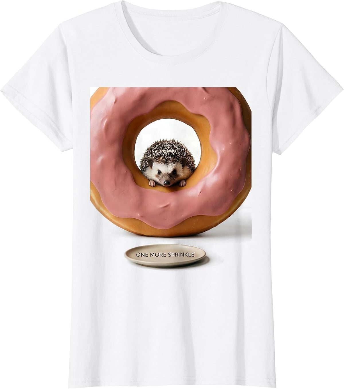 One More Sprinkle Cute Kawaii Hedgehog Animal Character T-Shirt - White