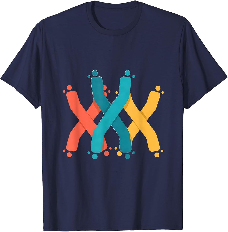 Down Syndrome Awareness Bold Chromosome Graphic T-Shirt - Navy Blue