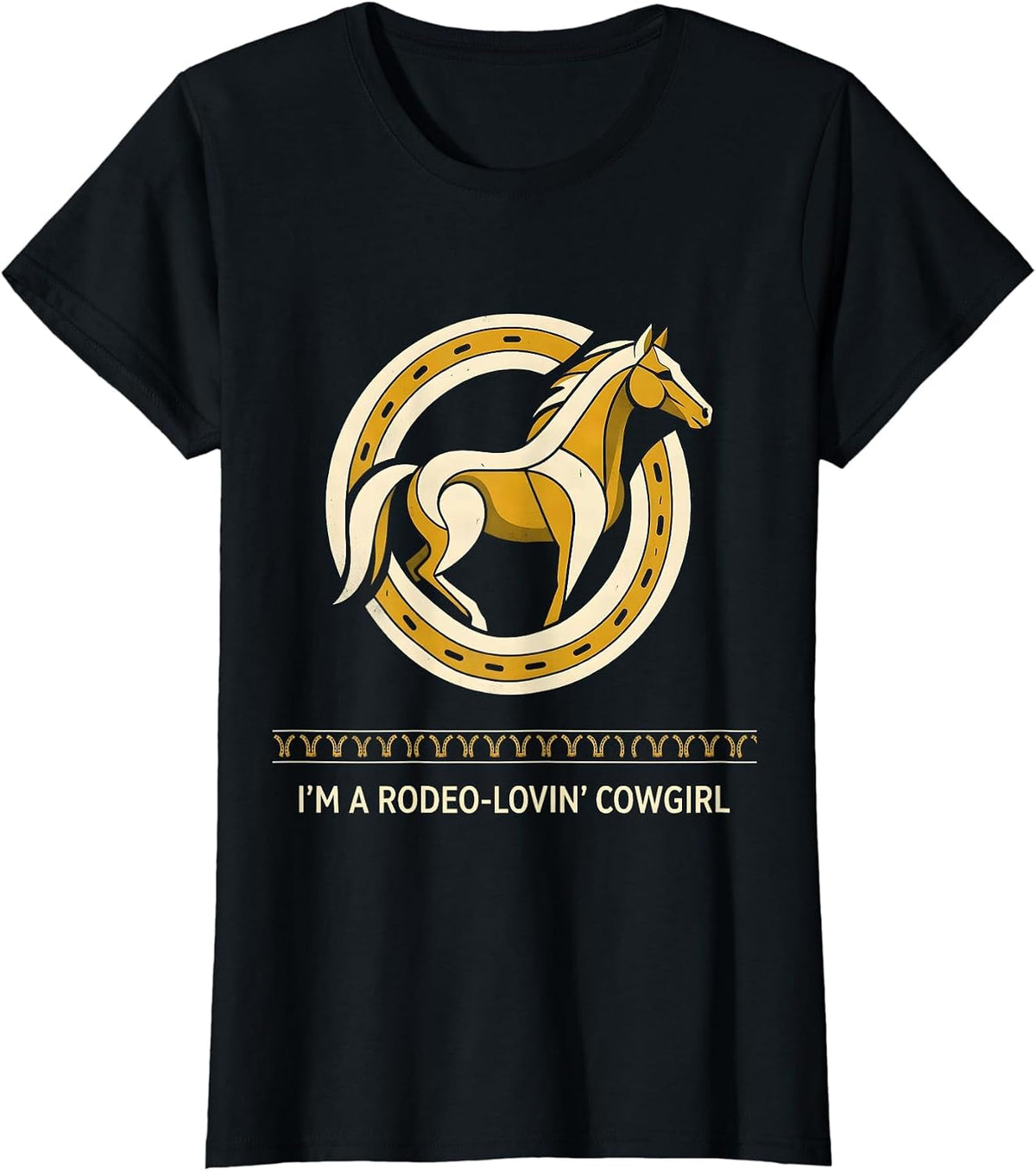Women's I'm A Rodeo-Lovin' Cowgirl Midcentury Modern Western Pride T-Shirt - Black
