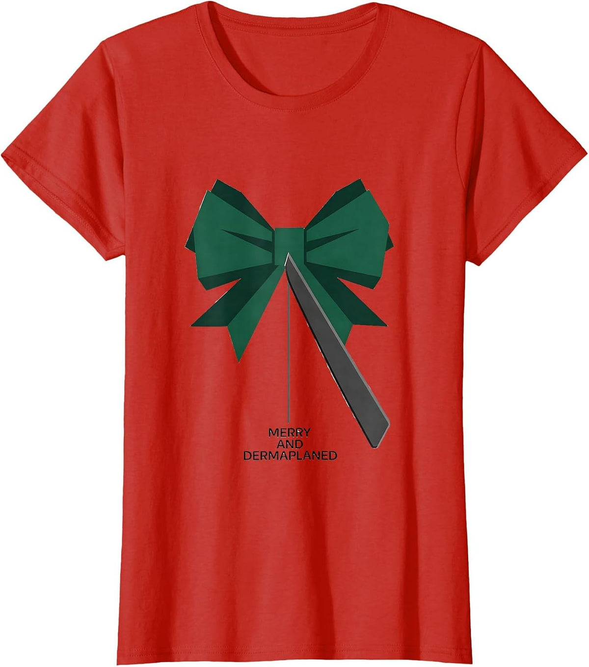 Women's Merry And Dermaplaned Editorial Conceptual Esthetician T-Shirt - Red