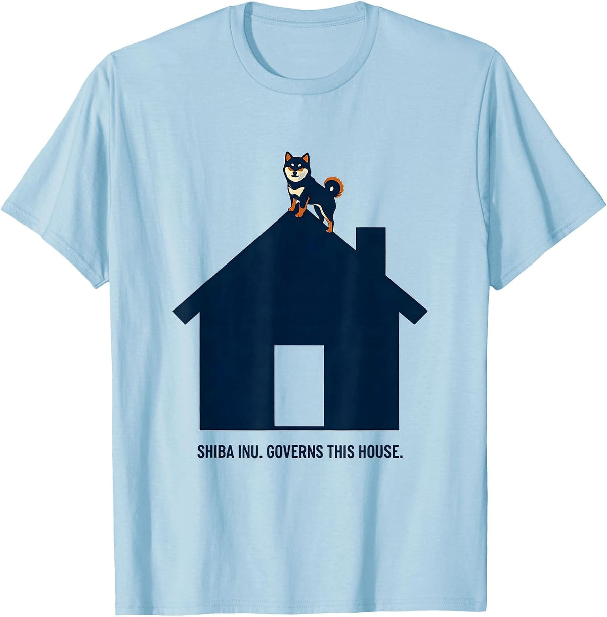 Men's Shiba Inu Governs This House Funny Dog Lover Gift T-Shirt - Baby Blue