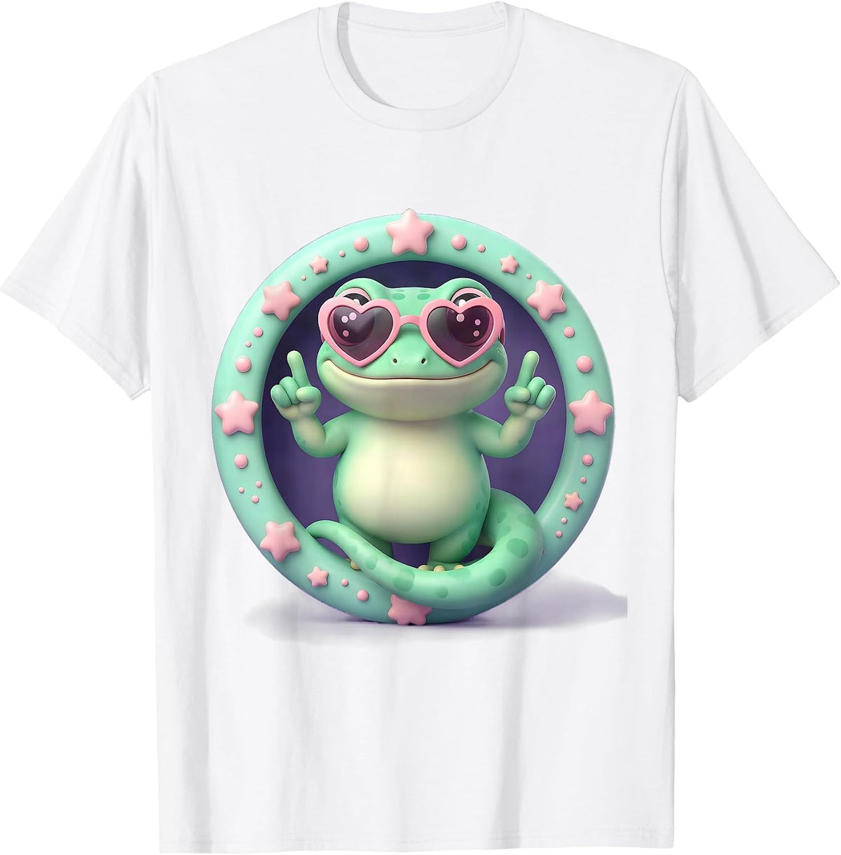 Men's Rizz Em With The Tism Finger-Guns Gecko T-Shirt - White