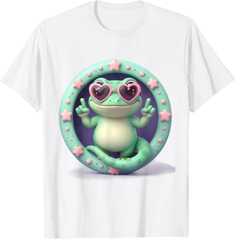 Men's Rizz Em With The Tism Finger-Guns Gecko T-Shirt - White