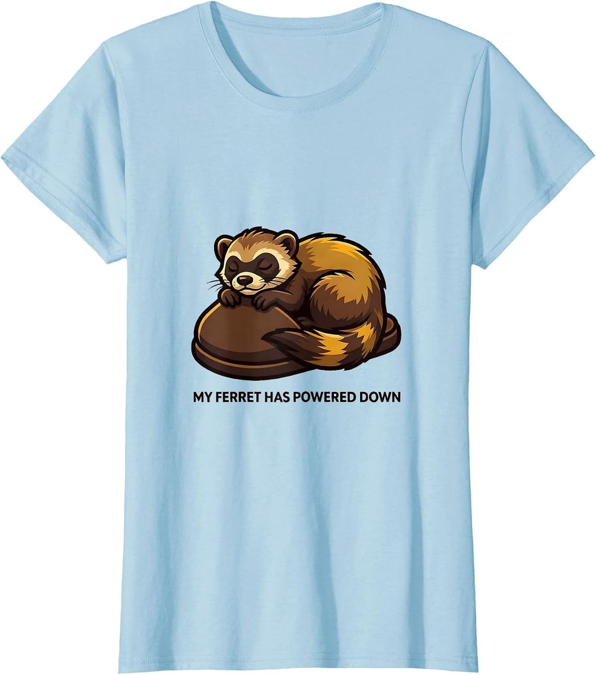 My Ferret Has Powered Down Funny Ferret Lover Gift Ferret T-Shirt - Baby Blue