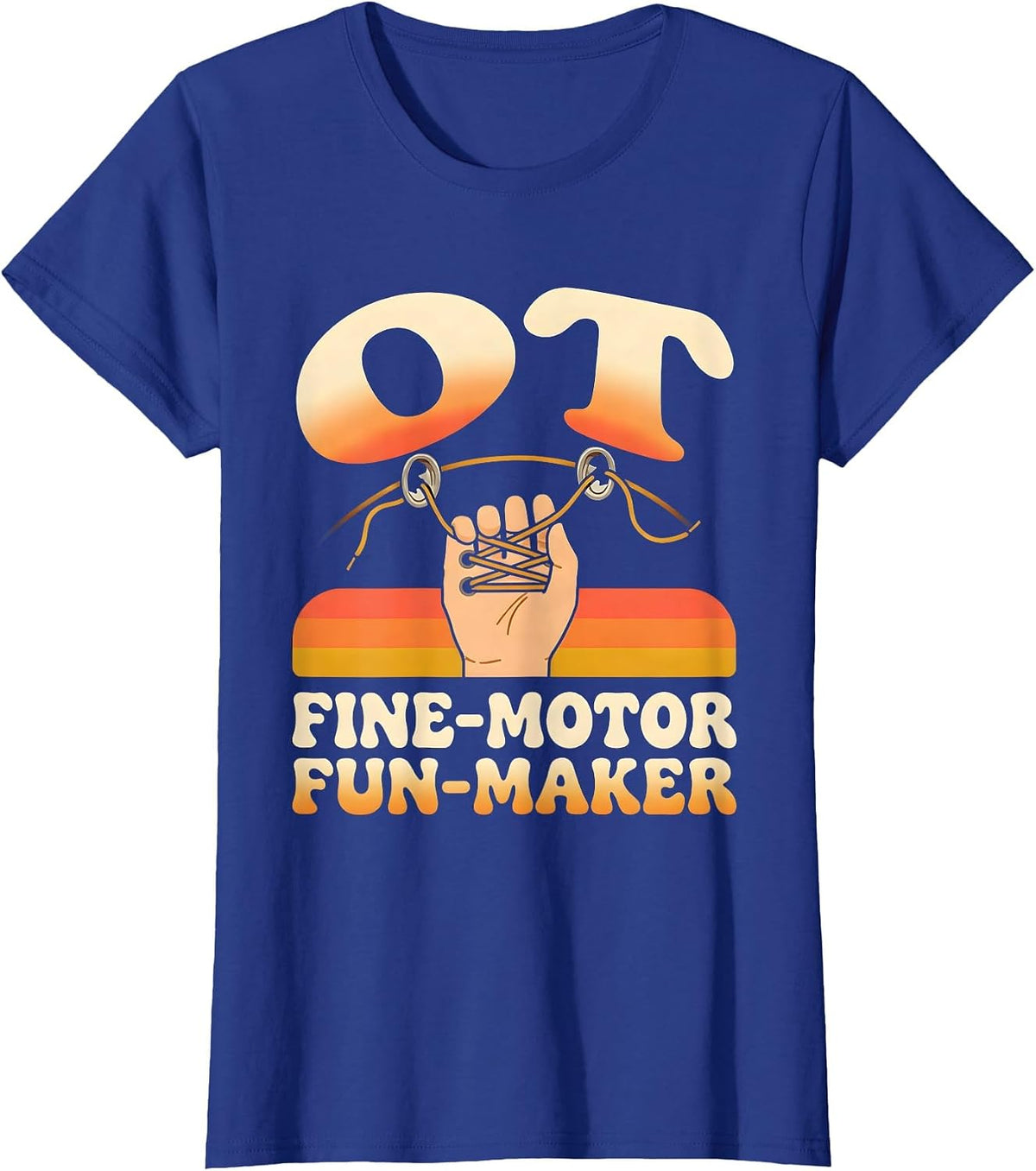 Women's OT Fine-Motor Fun-Maker Retro Occupational Therapy T-Shirt - Royal Blue