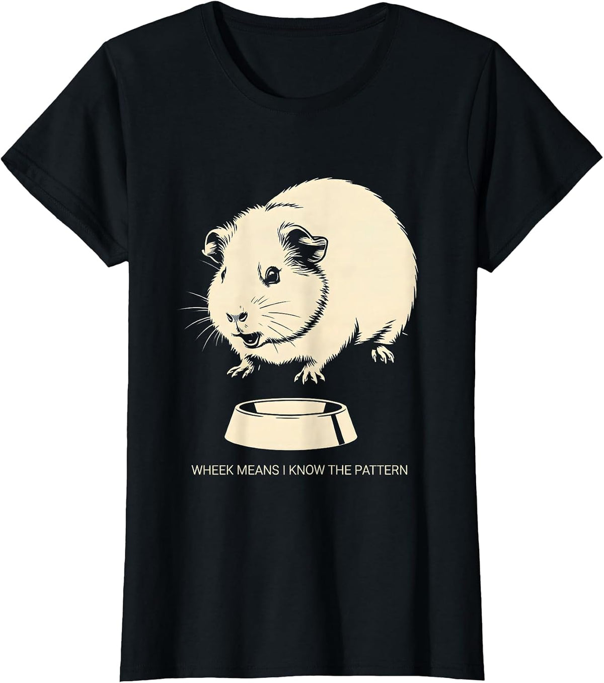 Women's Wheek Means I Know The Pattern Funny Guinea Pig Lover Pet T-Shirt - Black