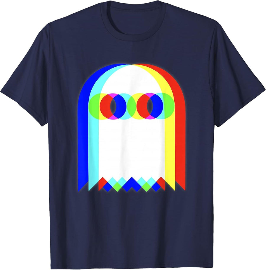 Vaporwave Psychedelic Ghost Retro Halloween Techno EDM T-Shirt - Navy Blue