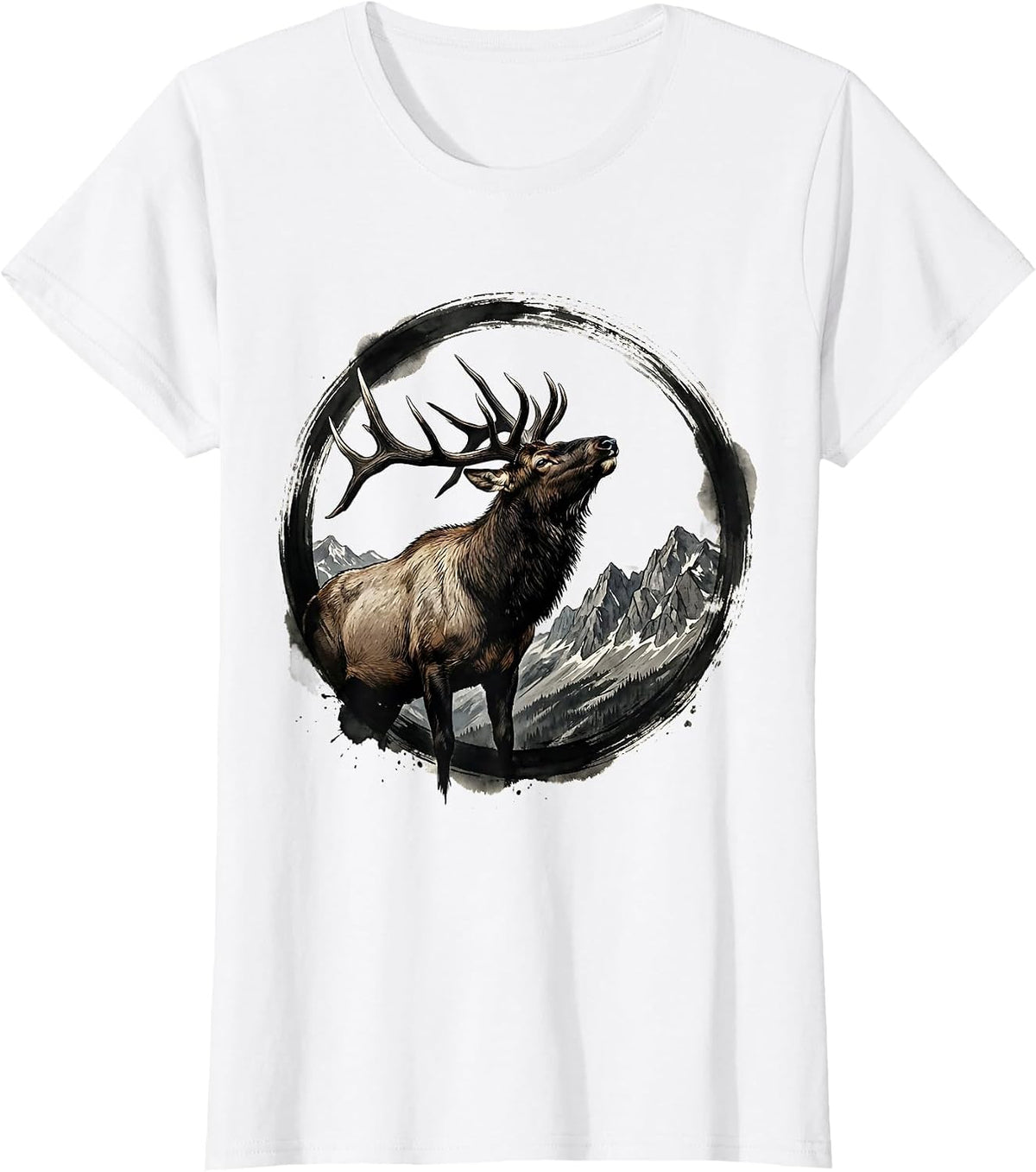 Elk Bugling on Rocky Mountain Ridge T-Shirt - White