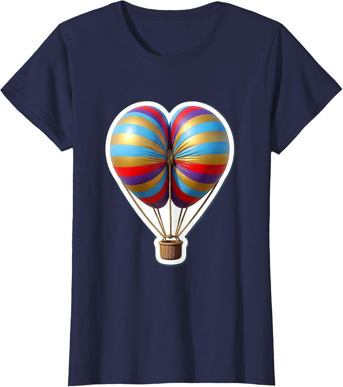 Women's Down Syndrome Awareness Hot Air Balloon Chromosome T-Shirt - Navy Blue