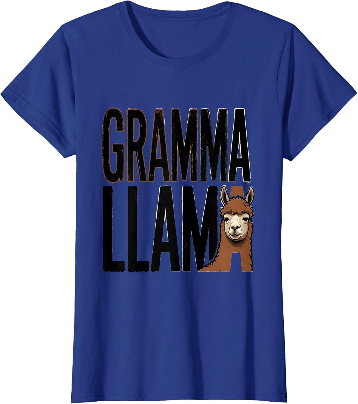 Women's Gramma Llama Funny Llama Alpaca Lover Gift Typography T-Shirt - Royal Blue