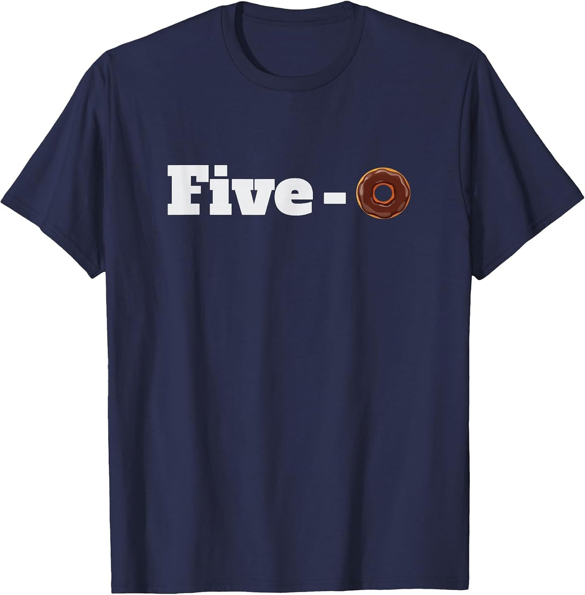 Funny Police Shirts for Men and Women Five O Donut Cop Tees T Shirts - Navy Blue