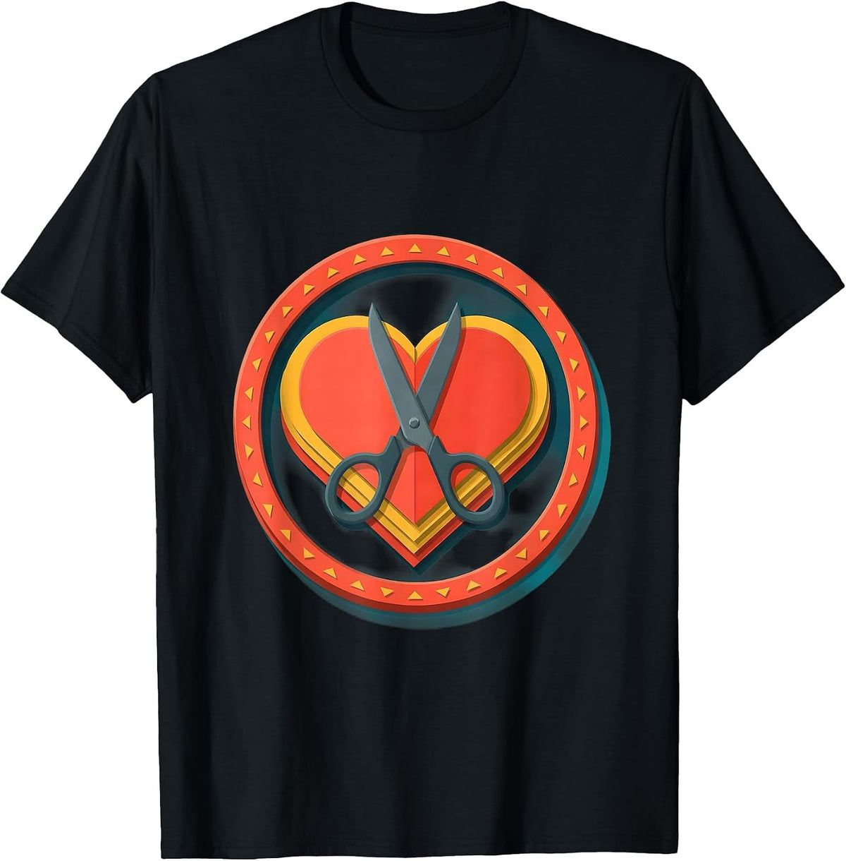 Men's Preschool Teacher Scissors Cutting Paper Heart T-Shirt - Black