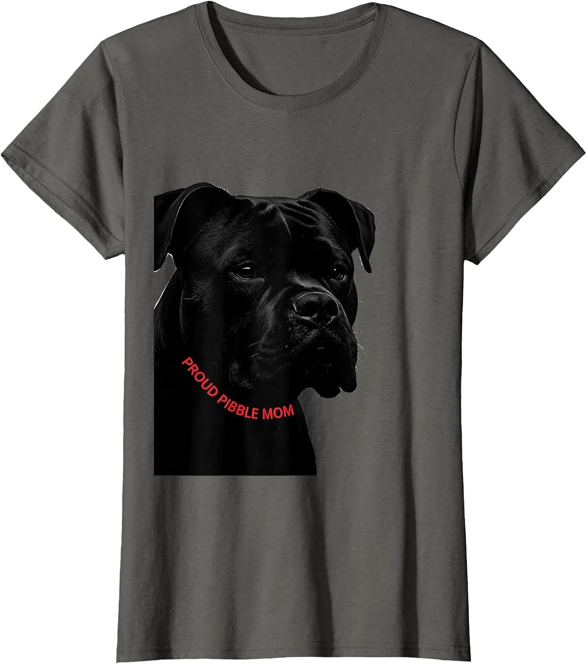 Women's Proud Pibble Mom Funny Pitbull Dog Lover Breed Humor T-Shirt - Asphalt Grey