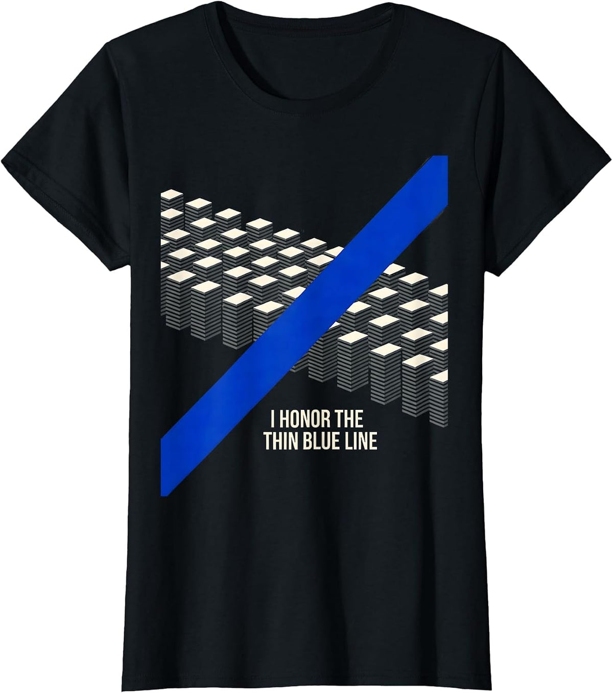 Women's I Honor The Thin Blue Line Vintage Police Support Officer T-Shirt - Black