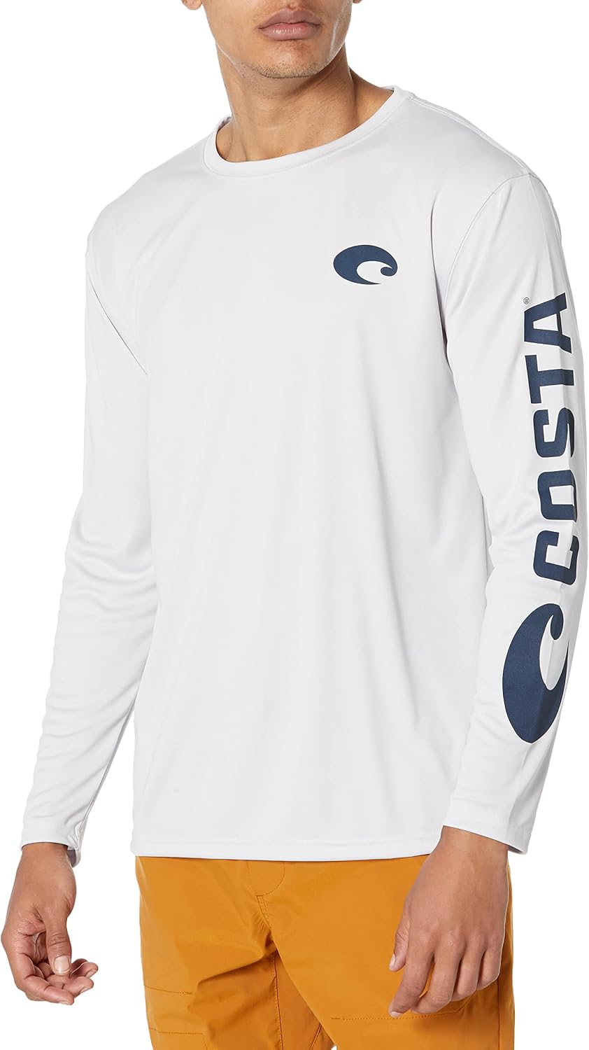 Costa Del Mar Mens Tech Crew Performance Long Sleeve Shirt - Pearl Grey