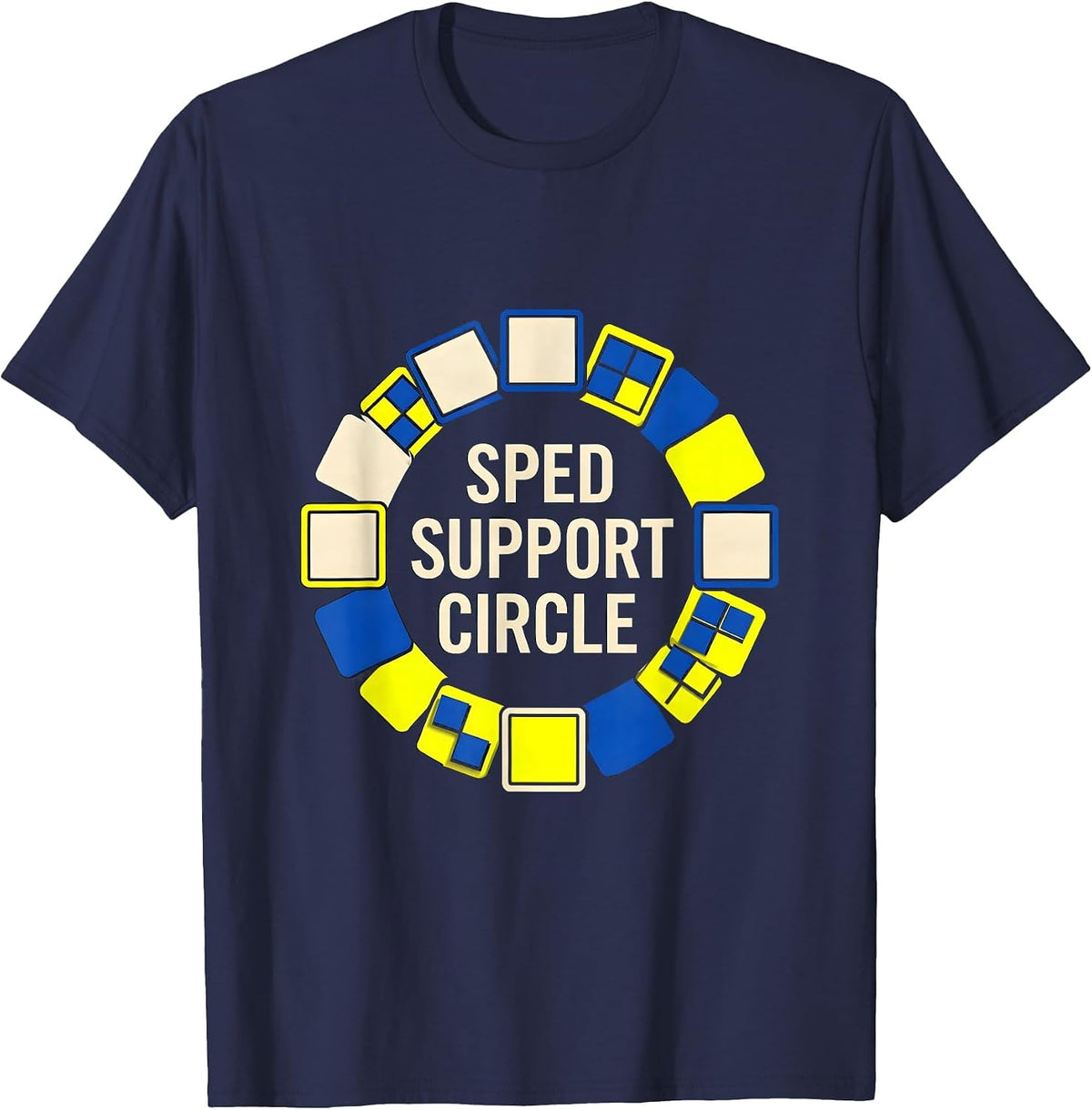 Men's SPED Support Circle Geometric Special Education Teacher T-Shirt - Navy Blue