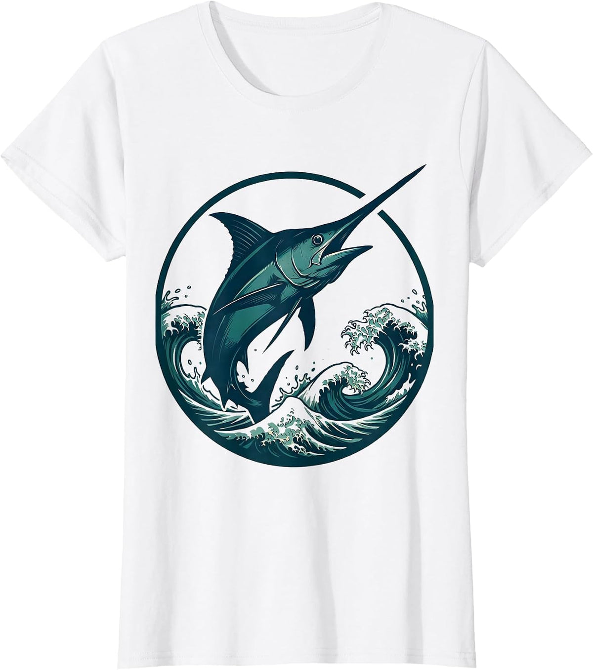 Swordfish Leaping Ocean Wave Gulf of Mexico T-Shirt - White