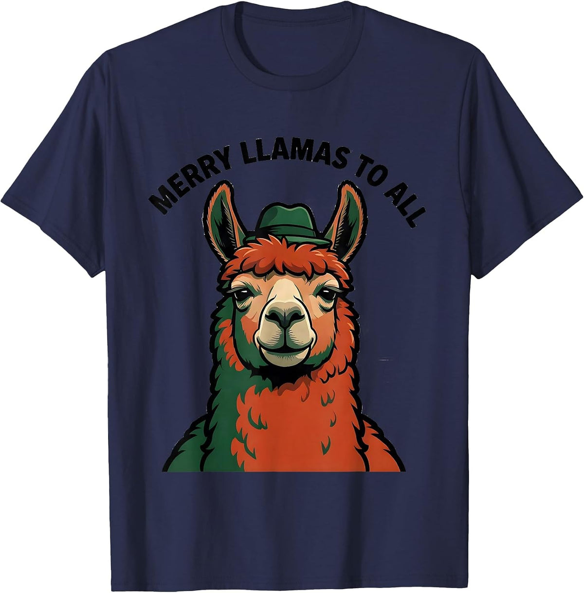 Merry Llamas To All Funny Llama Alpaca Novelty Humor T-Shirt - Navy Blue