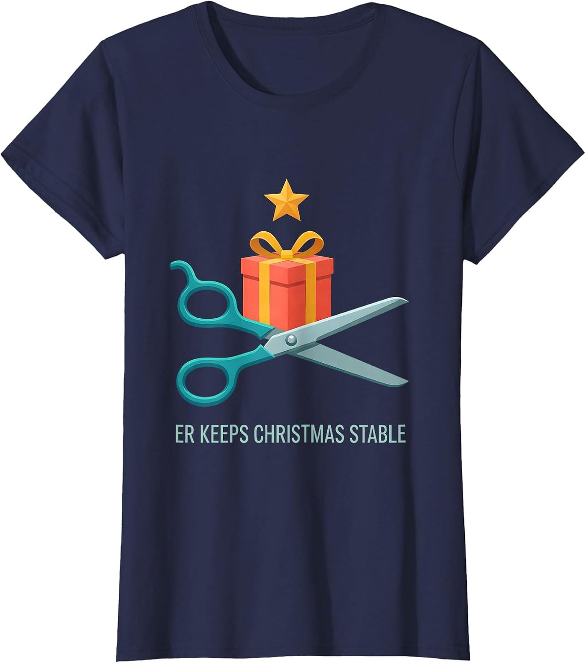 Women's ER Keeps Christmas Stable Funny Nurse ER Crew Holiday Humor T-Shirt - Navy Blue